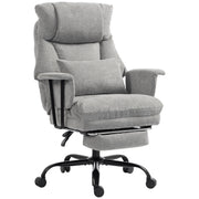 Homcom heavy duty office chair in grey linen-look fabric, studio shot with footrest extended