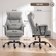 Dimension diagram showing the chair at 74 cm wide, 79 cm deep, 108-118 cm tall with seat and armrest heights labelled