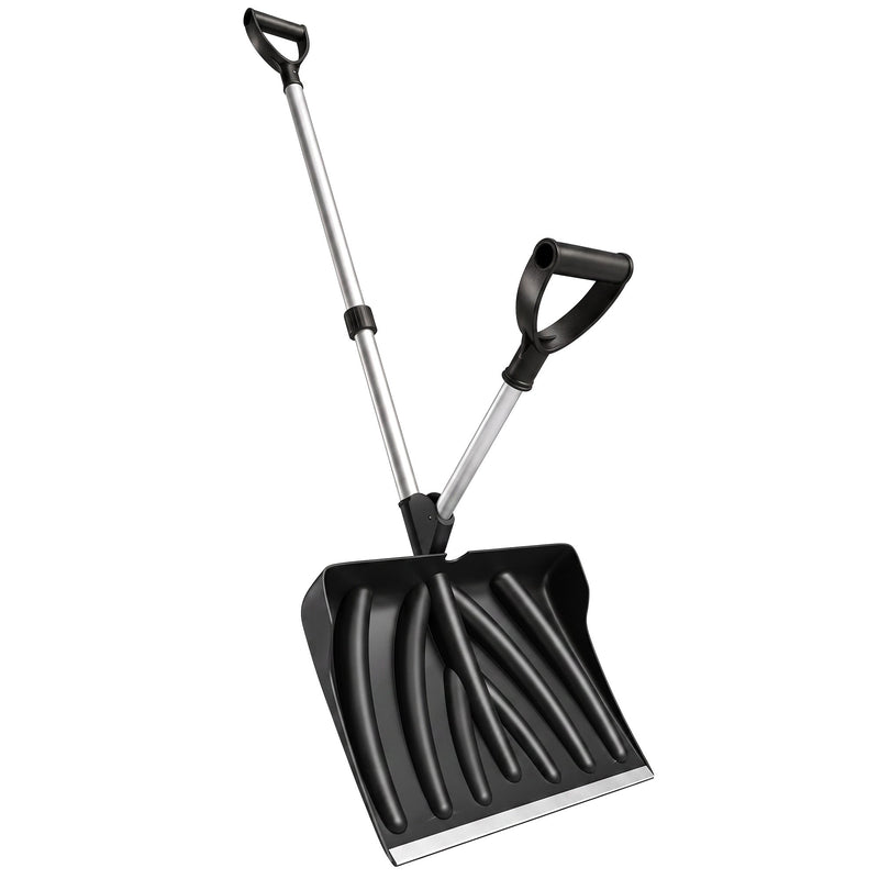 Outsunny heavy-duty snow shovel with black blade and detachable aluminium handle, studio shot