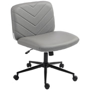 Homcom grey armless swivel desk chair, front three-quarter studio shot