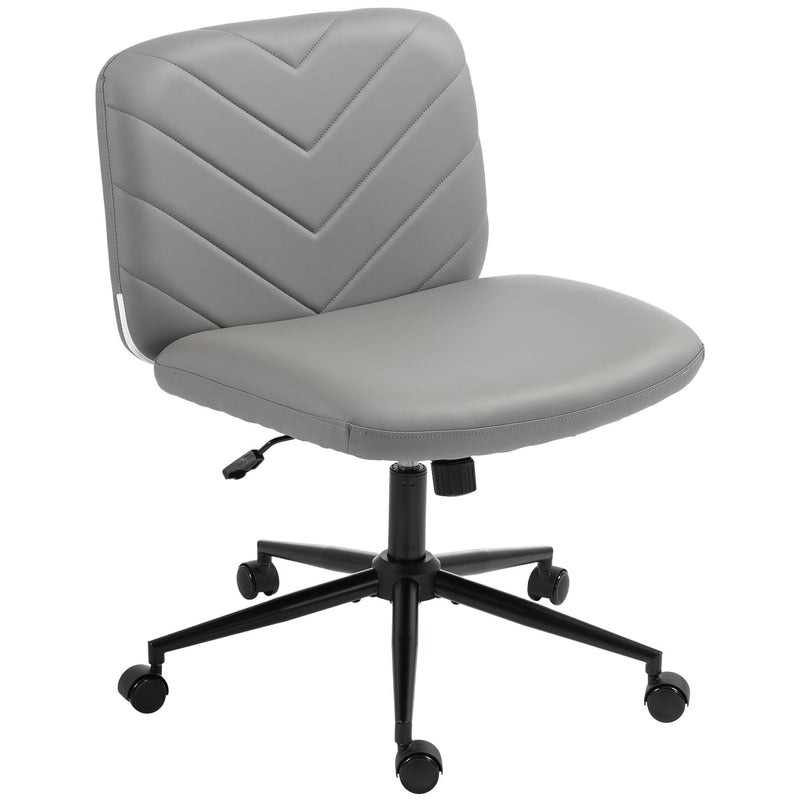 Homcom grey armless swivel desk chair, front three-quarter studio shot