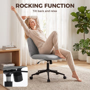 Woman reclining on the chair using the rocking function