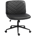 Homcom black armless swivel desk chair, front three-quarter studio shot
