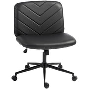 Homcom black armless swivel desk chair, front three-quarter studio shot
