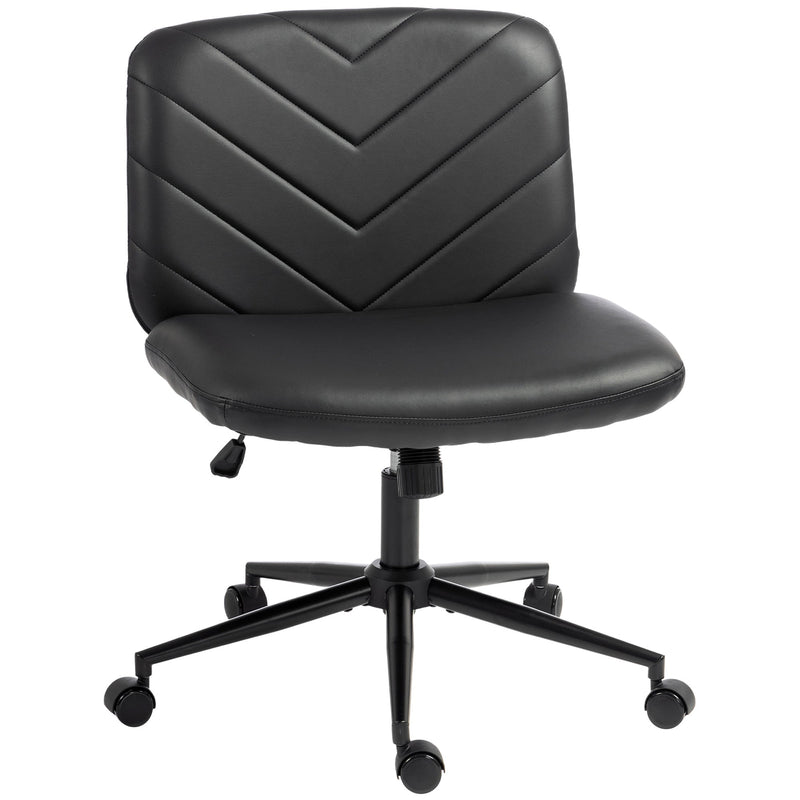 Homcom black armless swivel desk chair, front three-quarter studio shot
