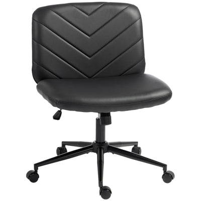 Homcom black armless swivel desk chair, front three-quarter studio shot