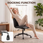 Woman reclining on the chair using the rocking function