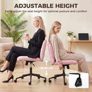 Two women shown at different seat heights, illustrating the 48-58cm height adjustment