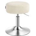 Vasagle height adjustable plush vanity stool in warm white on a chrome swivel base