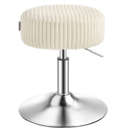 Vasagle height adjustable plush vanity stool in warm white on a chrome swivel base