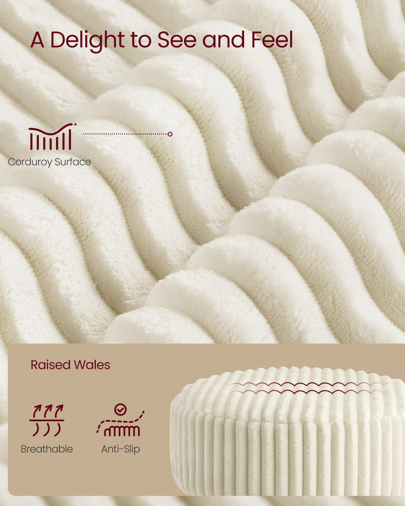 Close-up of the stool's breathable, anti-slip corduroy fabric surface