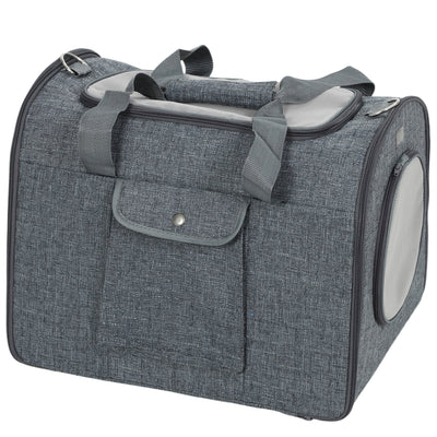 Foldable Cat Carrier Bag with Shoulder Strap and Removable Mat for Small Pets, Grey AOSOM