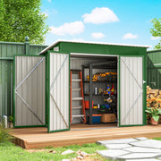 Metal Garden Storage Shed for Bikes and Tools with Lockable Doors Weatherproof Green Outsunny