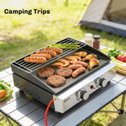 Portable Gas BBQ with 2 Cooking Zones and Warming Rack for Easy Outdoor Meals Black Outsunny