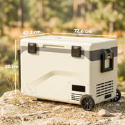 Camping Fridge 42.5L with Wheels and Digital Control for Fresh Food and Cold Drinks Black AOSOM