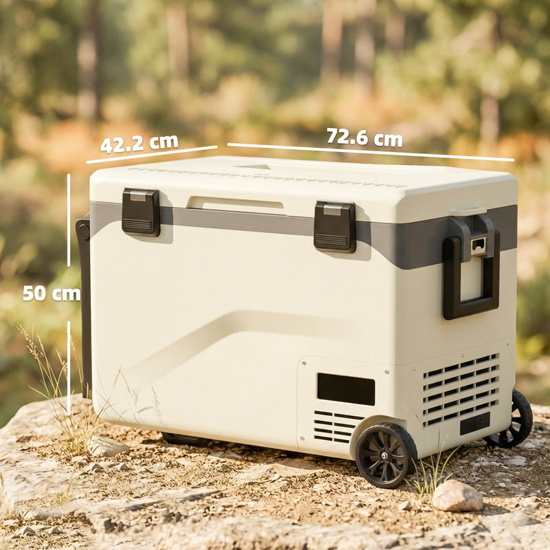 Camping Fridge 42.5L with Wheels and Digital Control for Fresh Food and Cold Drinks Black AOSOM