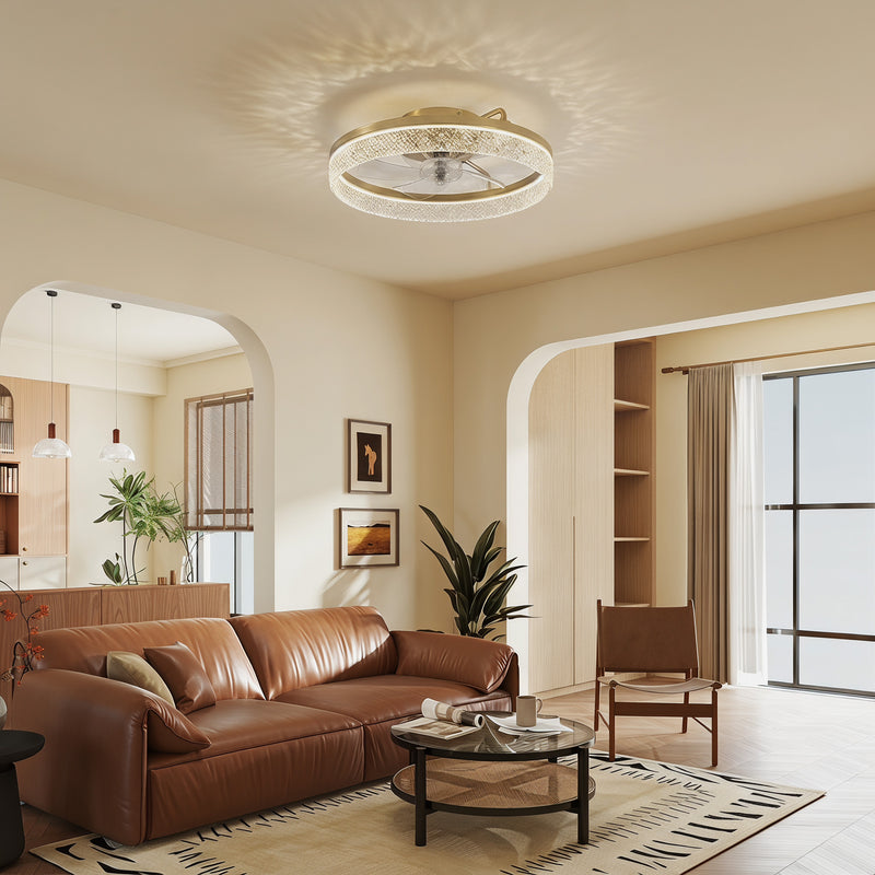 Ceiling Fan With Smart App Control and Adjustable Light for Bedrooms and Small Rooms Gold