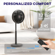 Adjustable Black Pedestal Fan with Oscillating Head and Tilt Function