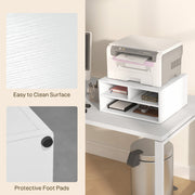 Three Compartment Printer Storage Cabinet With Adjustable Shelves For Home Office White AOSOM