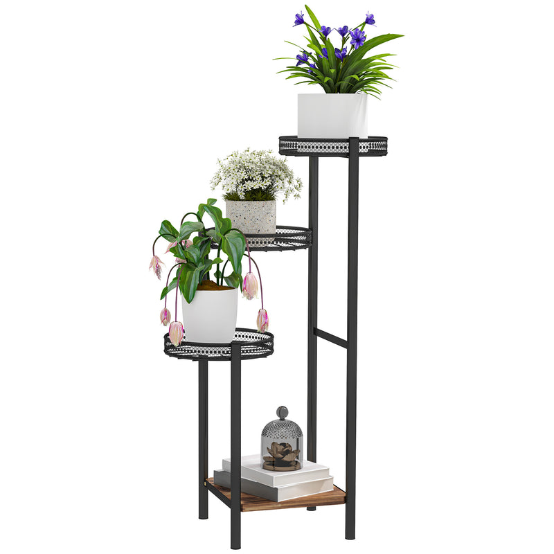 Black Four Tier Steel Plant Stand for Indoor and Outdoor Use by Outsunny