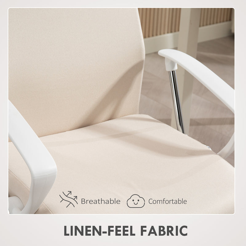 Cream High Back Fabric Office Chair With Padded Seat For Home Or Work Comfort