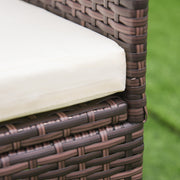Set of 4 Brown Rattan Garden Dining Chair Set With Cream Cushions Ideal For Patio Or Outdoor Lounging