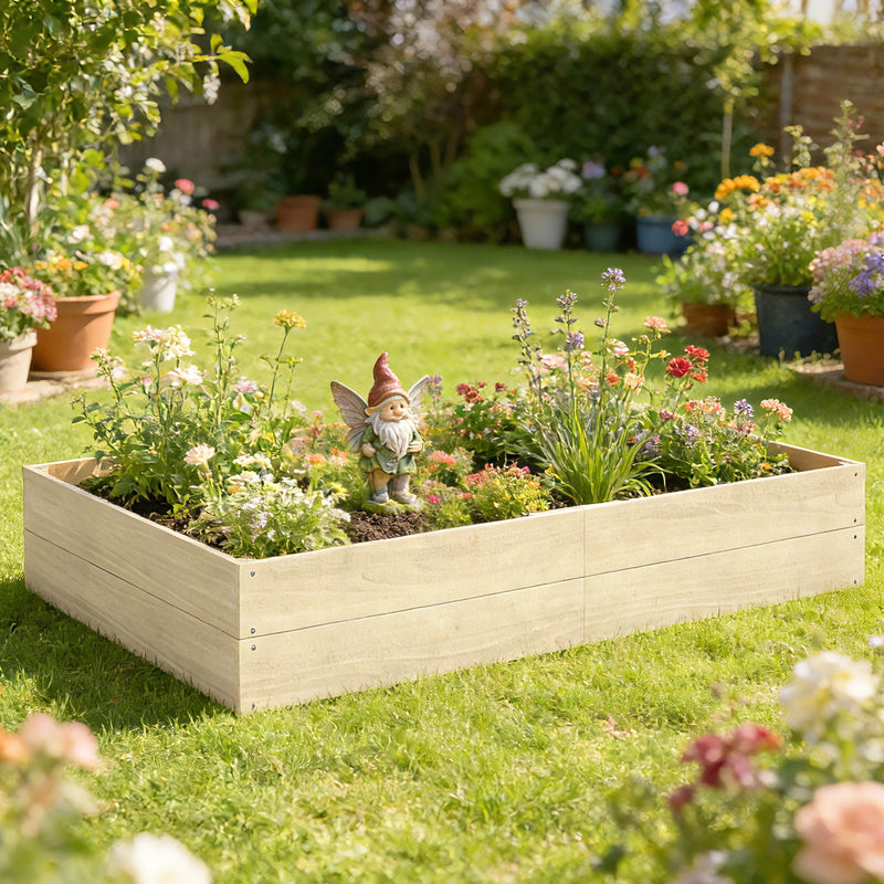 Raised Garden Bed for Growing Vegetables and Flowers with Deep Root Support, Natural Wood Finish