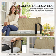 Garden Storage Bench with Hidden 125L Compartment and Padded Seat for Two Khaki Black Outsunny