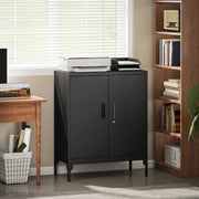 Lockable Metal Storage Cabinet With Adjustable Shelves Ideal For Office Or Garage Use Black