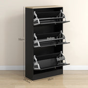 Modern Black 3 Drawer Shoe Storage Cabinet Compact Design by HOMCOM