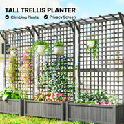 Wooden Raised Garden Planter With Trellis For Climbing Plants And Herbs Dark Grey Outsunny