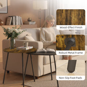 Set of 2 Nesting Side Tables Space Saving Design for Living Room or Bedroom Rustic Brown