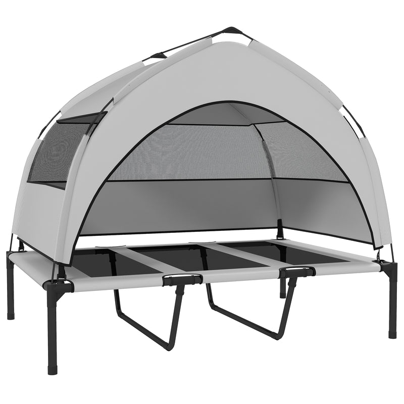 Portable Elevated Dog Bed with Canopy Large Cooling Pet Cot for Outdoors 106 x 76 x 94 cm