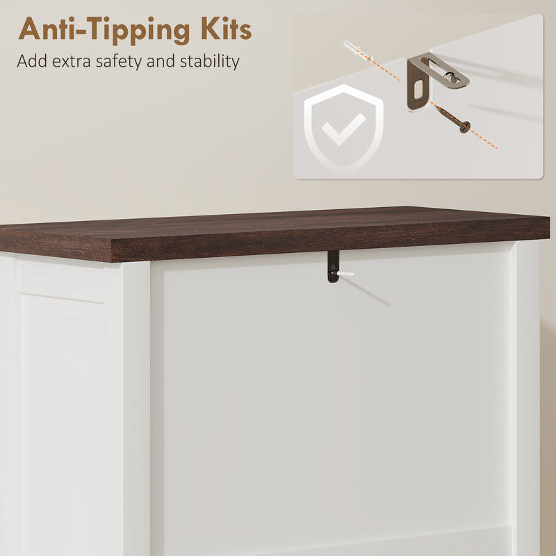 Slim Shoe Storage Cabinet for Narrow Hallways with 2 Flip Drawers and Top Drawer, White Homcom