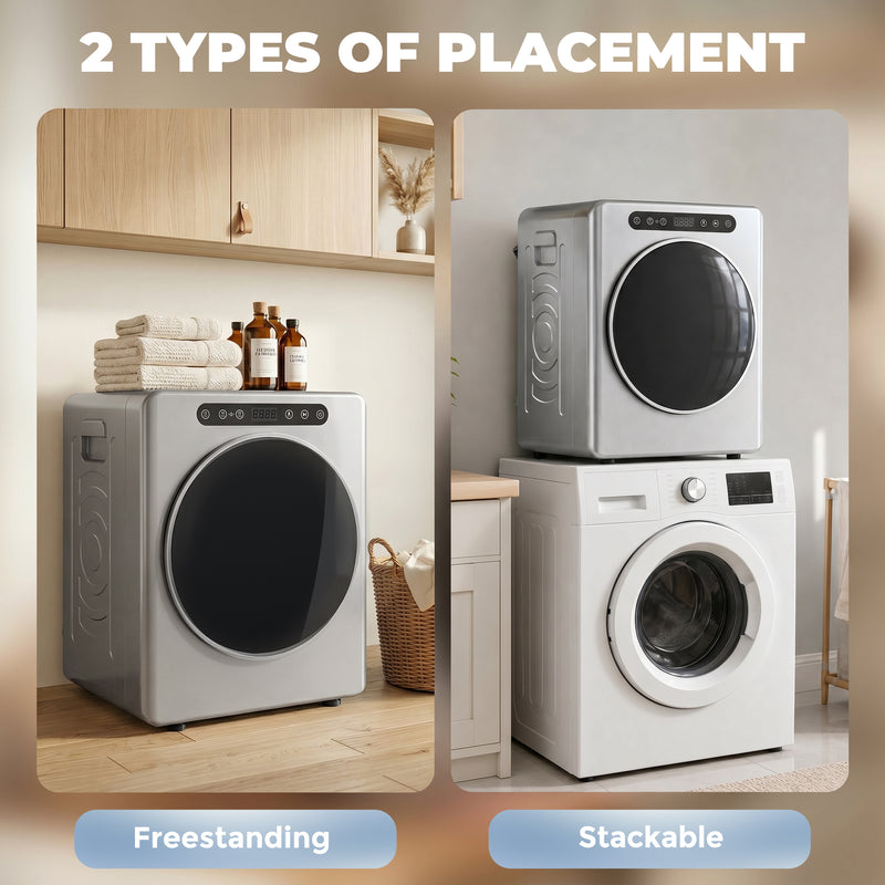 HOMCOM 5kg Compact 40-60℃  Tumble Dryer - Silver Tone