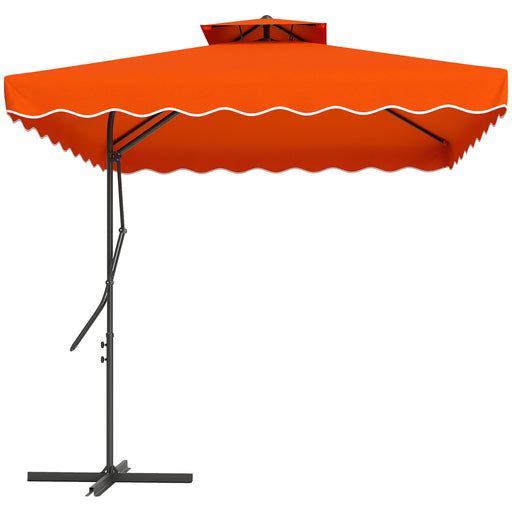 Orange 2.5m Cantilever Garden Parasol with Lever and Cross Base by Outsunny