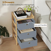 Slim Chest of Drawers for Small Bedrooms with 3 Fabric Storage Drawers Natural Finish AOSOM