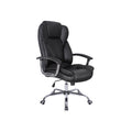 Songmics high back office chair in ink black faux leather, angled front view