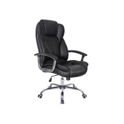 Songmics high back office chair in ink black faux leather, angled front view