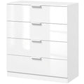 HOMCOM white high gloss 4-drawer chest of drawers, studio shot