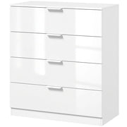 HOMCOM white high gloss 4-drawer chest of drawers, studio shot