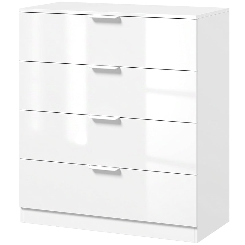 HOMCOM white high gloss 4-drawer chest of drawers, studio shot