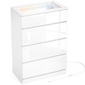 Homcom white high gloss 4 drawer chest of drawers, closed studio shot