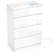 Homcom white high gloss 4 drawer chest of drawers, closed studio shot