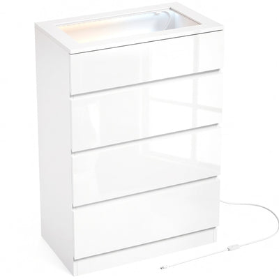 Homcom white high gloss 4 drawer chest of drawers, closed studio shot