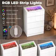 RGB LED light strip built into the glass top shown in purple, red, green and blue lighting modes
