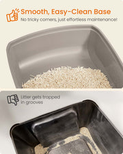 Close-up of the high sides on the Cappuccino Beige litter box