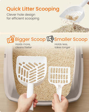 Litter box filled with litter, high sides visible