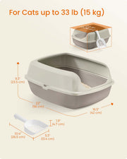 Litter box dimensions diagram, 56 x 42 x 23.5 cm