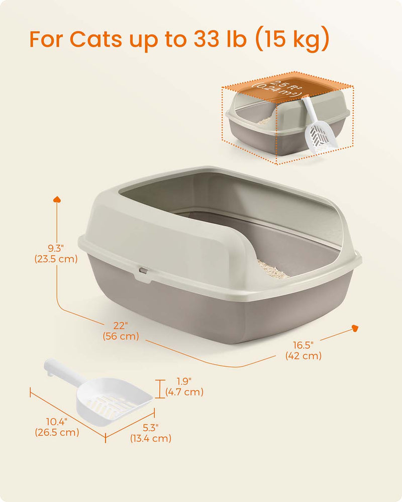 Litter box dimensions diagram, 56 x 42 x 23.5 cm